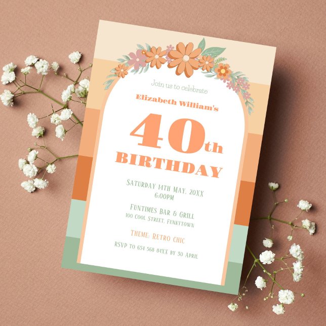 Inbjudan, 40:e födelsedag - blommigtar för pastell inbjudningar (Skapare uppladdad)