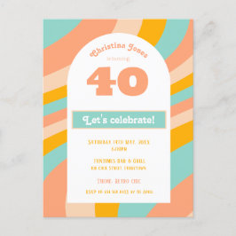 Inbjudan, 40:e födelsedagen Party pastel-chic Inbjudan Vykort