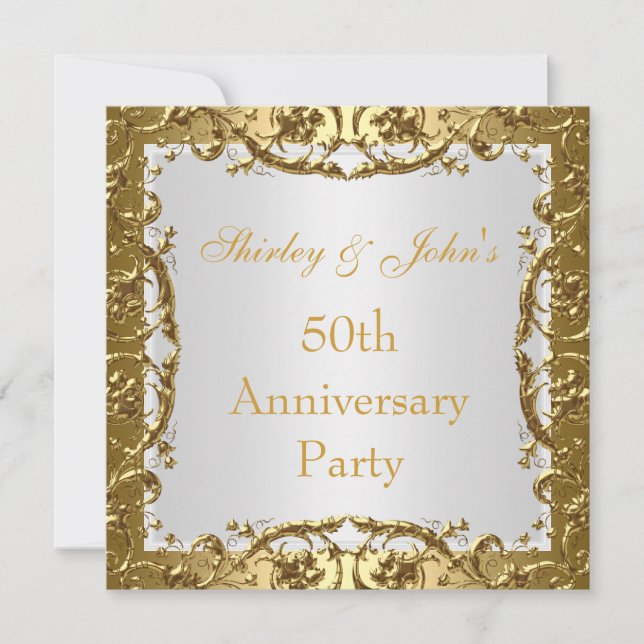 Inbjudan 50-års bröllopsjubileum Party Guld 2 (Framsida)