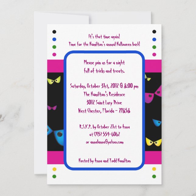 Inbjudan 5 x 5 Onska Ögon Halloween fest (Framsida)