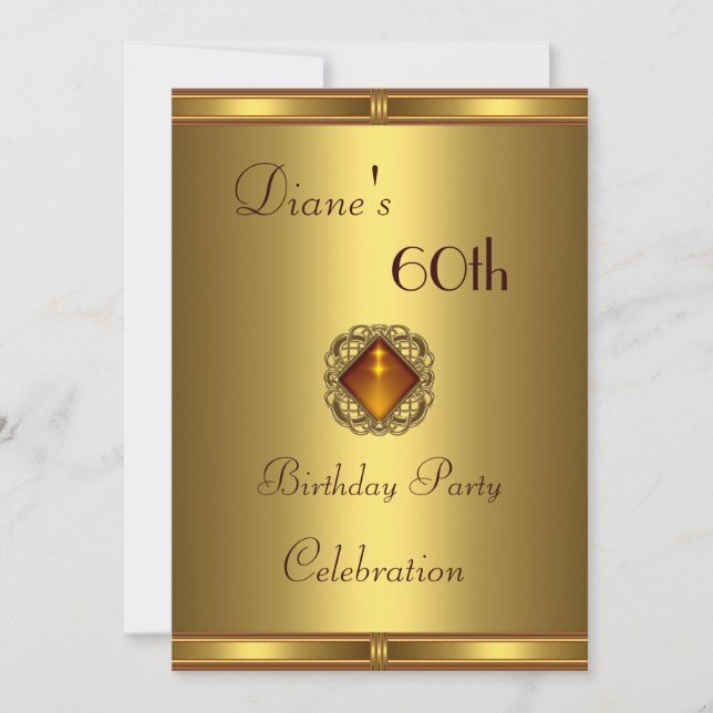 Inbjudan 60-årsdag Guld på Guld (Framsida)