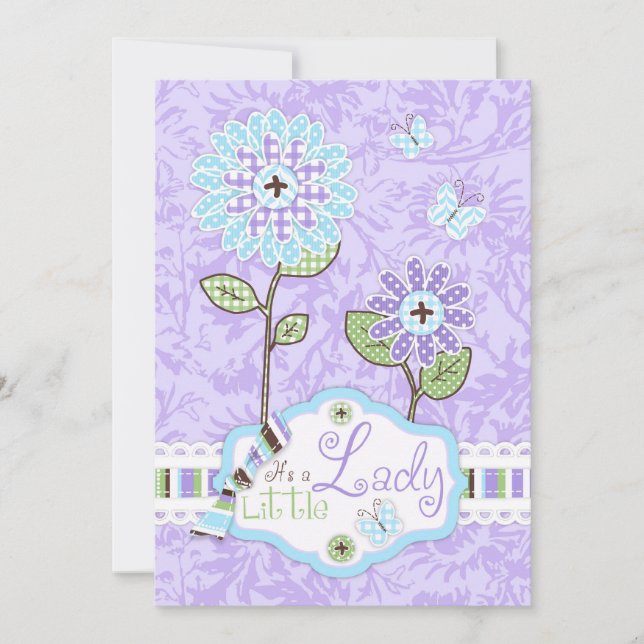inbjudan A7-IRIS för Applique-look blommababy (Framsida)