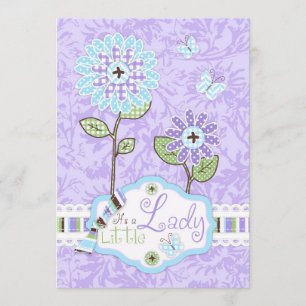 inbjudan A7-IRIS för Applique-look blommababy