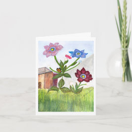 INBJUDAN Akvarellmålning av gräs och blommor