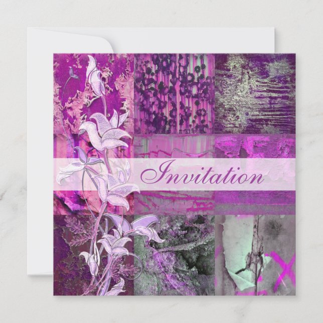 Inbjudan Alla Tillfällen Lila Gatudesign Blommig (Framsida)
