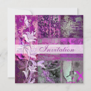 Inbjudan Alla Tillfällen Lila Gatudesign Blommig