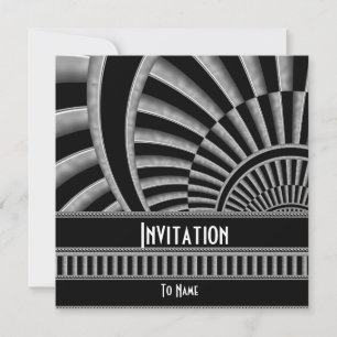 Inbjudan Alla Tillfällen Silver Svart Art Deco