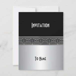 Inbjudan Alla Tillfällen Silver Svart Art Deco