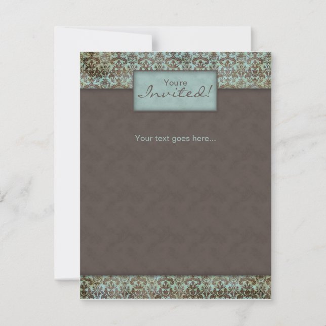 Inbjudan Annonsering Damask Brun Turq 5 (Framsida)
