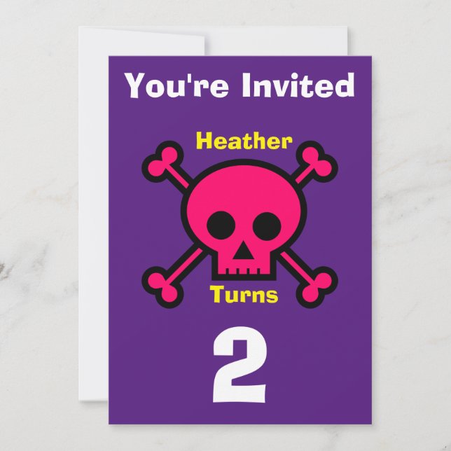 Inbjudan Anpassningsbar Skull - Födelsedag lägg ti (Framsida)