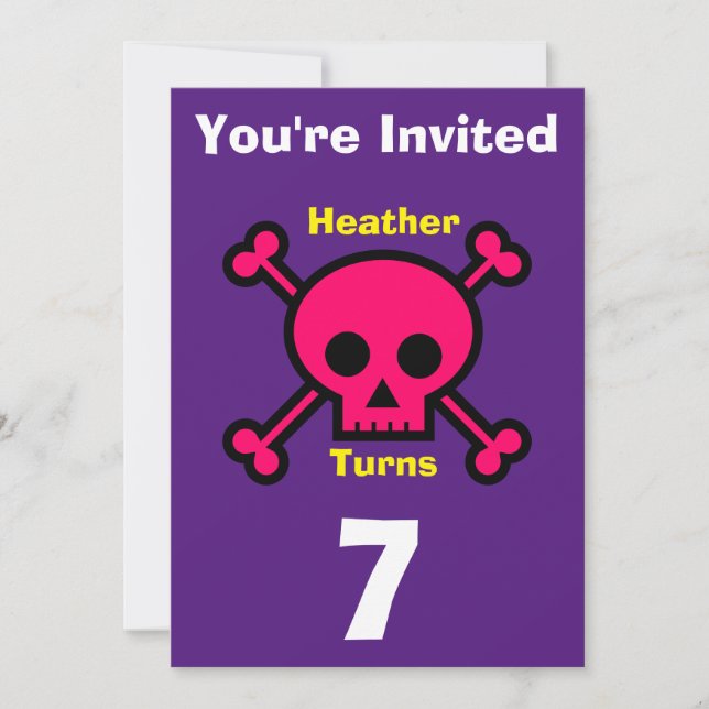 Inbjudan Anpassningsbar Skull - Födelsedag lägg ti (Framsida)