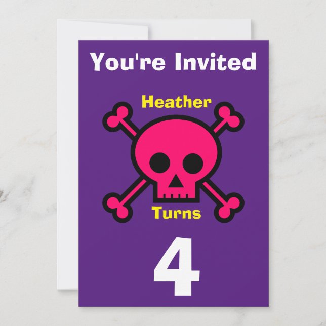 Inbjudan Anpassningsbar Skull - Födelsedag lägg ti (Framsida)