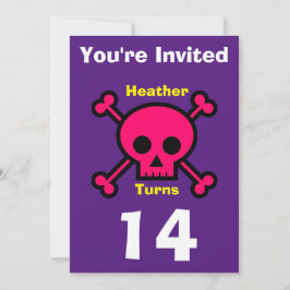 Inbjudan Anpassningsbar Skull - Födelsedag lägg ti