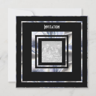 Inbjudan Art Deco Silver Svart Lägg Till Ditt Foto