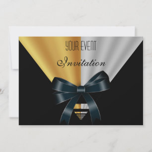 Inbjudan Art Deco Svart Guldslinga