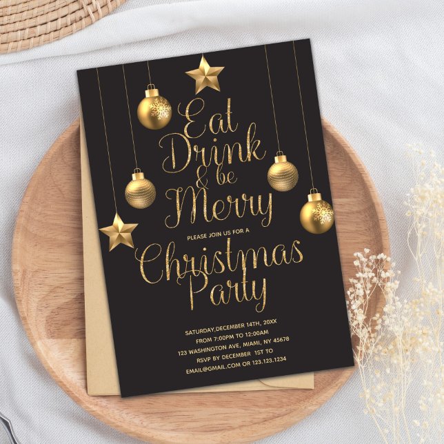 Inbjudan att äta dryck och vara God jul (Eat Drink And Be Merry Christmas Invitations)