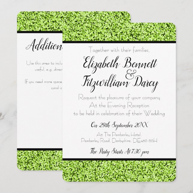 Inbjudan att bjuda in Lime Green Faux Glitter till (Fram/baksida)