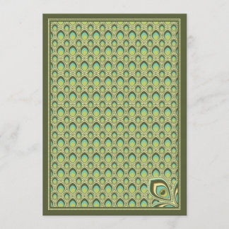 Inbjudan att bjuda in peacock Nouveau (Oliv grönt)