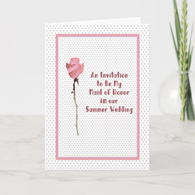 Inbjudan att bli Maid of honor Rosa ros Polka Dot (Framsida)