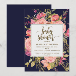 Inbjudan att duscha babyboho rosa vild-blomman