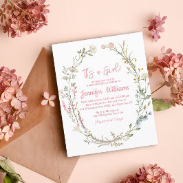 inbjudan att duscha blommor i rosa med vattenfärg