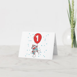 Inbjudan att fylla i sock monkey första födelsedag
