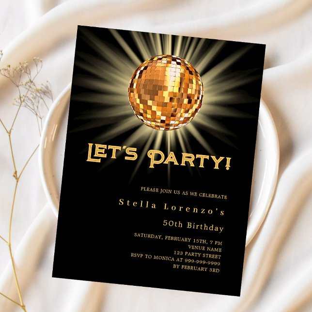 Inbjudan att inbjuda till Disco party Black guld (Skapare uppladdad)