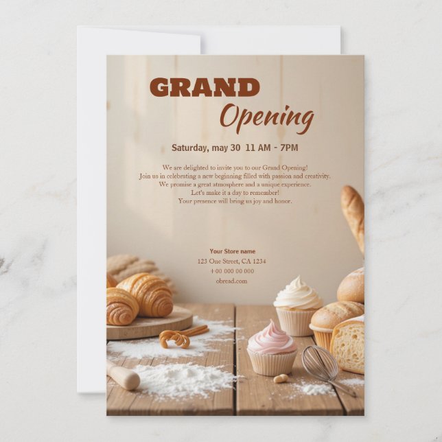 Inbjudan att öppna anpassningsbar Bakery Grand Ope (Framsida)