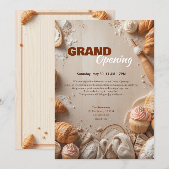 Inbjudan att öppna anpassningsbar Bakery Grand Ope (Fram/baksida)