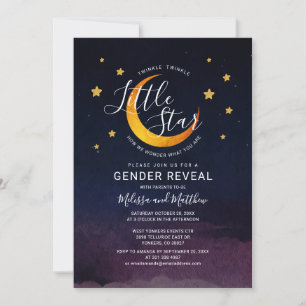 Inbjudan att visa gender Twinkle Little Måne Stars