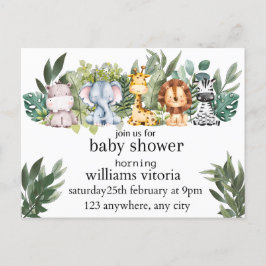 inbjudan baby shower, djur, safari