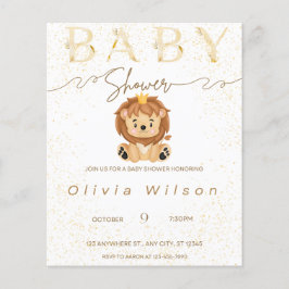 inbjudan baby shower,guld,djur