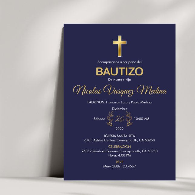 Inbjudan Bautizo Elegant Minimalist Baptism (Skapare uppladdad)