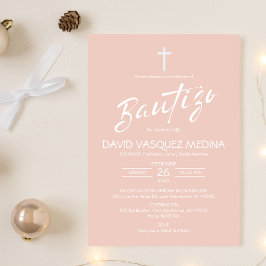 Inbjudan Bautizo Minimalist Pastel Färg Baptism
