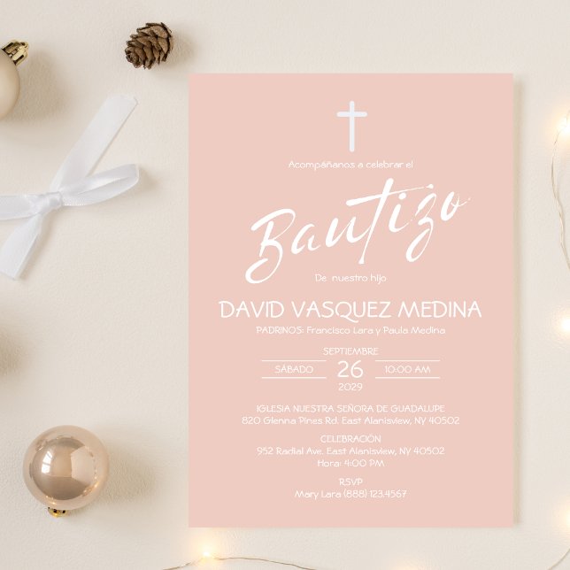 Inbjudan Bautizo Minimalist Pastel Färg Baptism (Skapare uppladdad)
