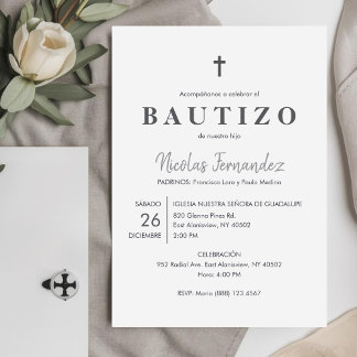 Inbjudan Bautizo minimalistisk katolsk baptism