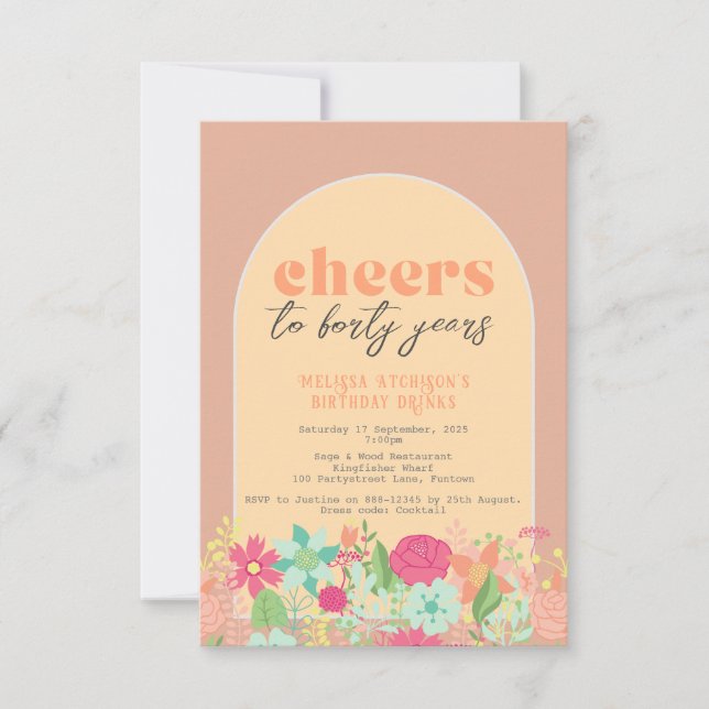 Inbjudan, blommigtar om dammig rosa i ro (vilken å inbjudningar (Framsida)