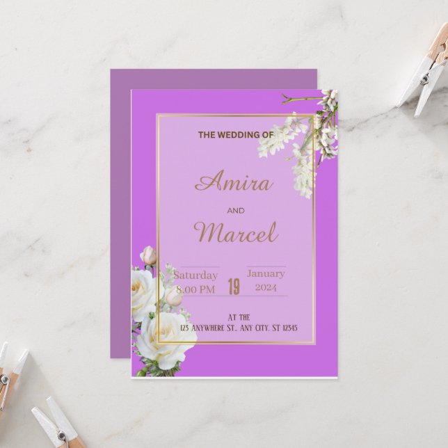 Inbjudan Bröllop i Rosy (Fram/Back In Situ)