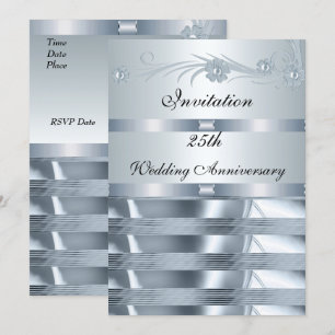 Inbjudan Bröllopsjubileum 25:e Silver Blå