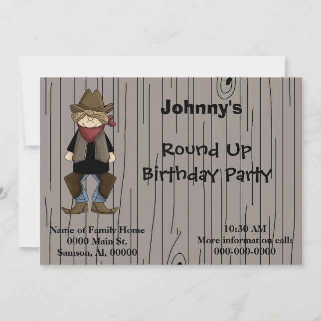 Inbjudan-Cowboy-Födelsedagsfest Inbjudningar (Framsida)