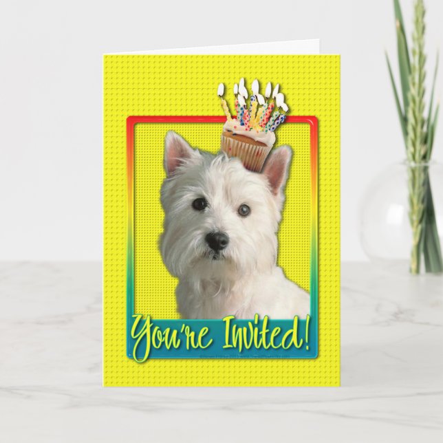Inbjudan Cupkaka - Väster Highland Terrier (Framsida)