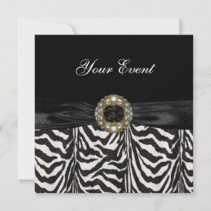 Inbjudan Diamant Smycke Svart Vitt Zebra