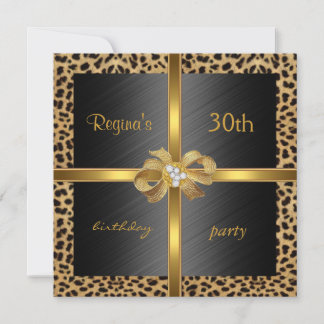 Inbjudan Elegant 30-årsdag Leopard Guld