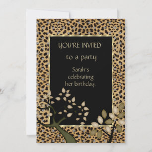 Inbjudan Elegant Leopard Träd Blommig