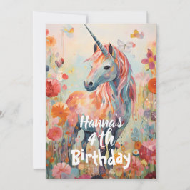 Inbjudan Elegant Pastell Rosa Magisk Enhörning