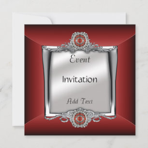 Inbjudan Elegant Silver Röd Juvel