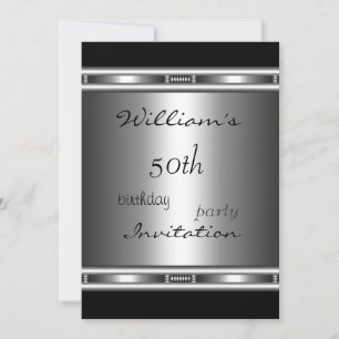 Inbjudan Elegant Silver Svart 50-årsdag