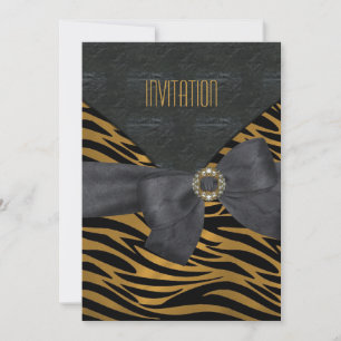 Inbjudan Elegant Svart Guld Djur Randig Juvel
