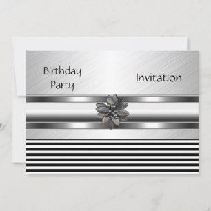 Inbjudan Elegant svart rand Födelsedagsfest