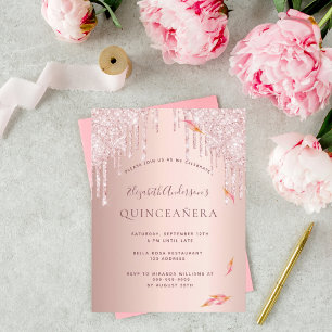 Inbjudan Fall Quincenera party ro guld glitter